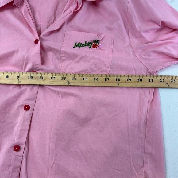 Disney Mickey Mouse Embroidered Pink Button-Up Shirt‎ Unisex Size M - Picture 11 of 13